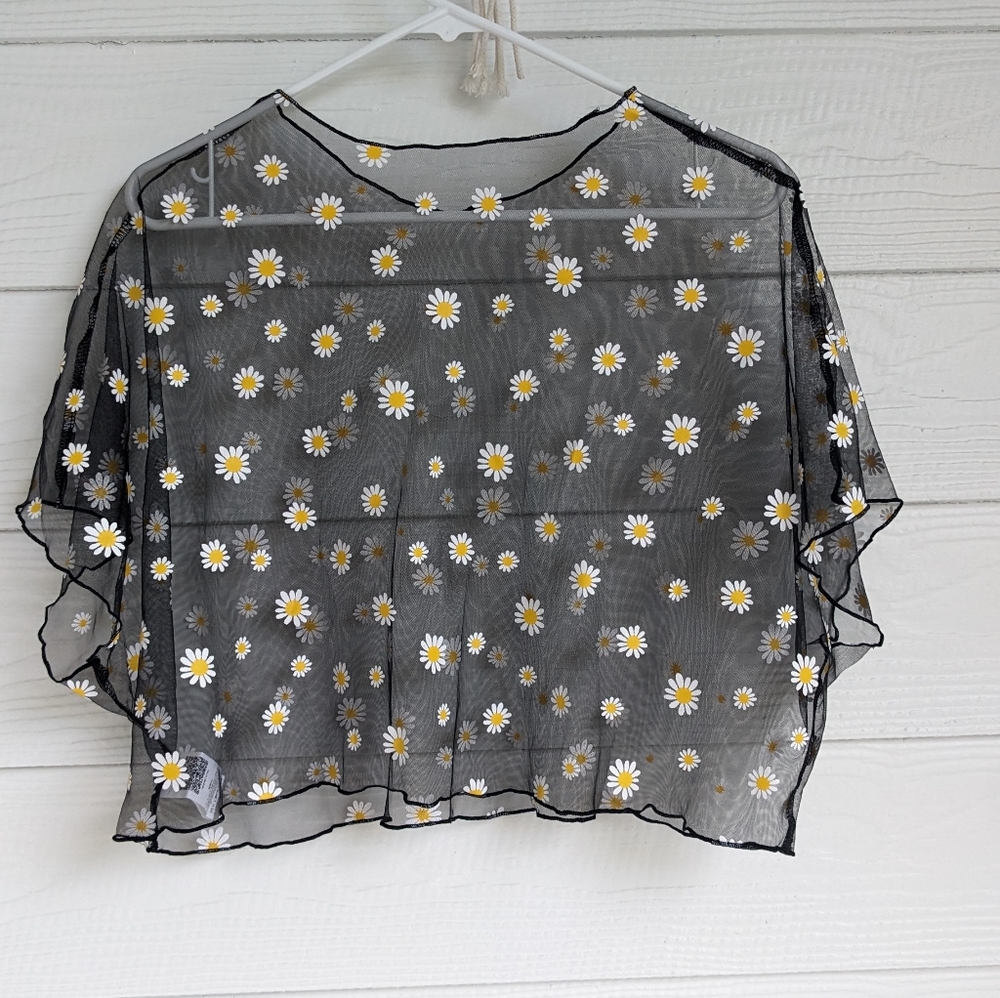 Sheer Daisy Black Cover up layer